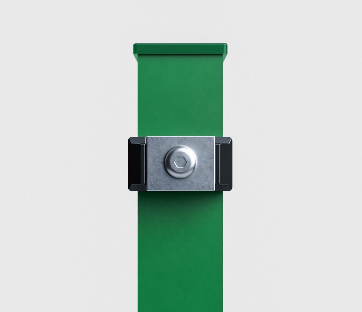 Zaunpfosten mit Klemme Grün RAL 6005