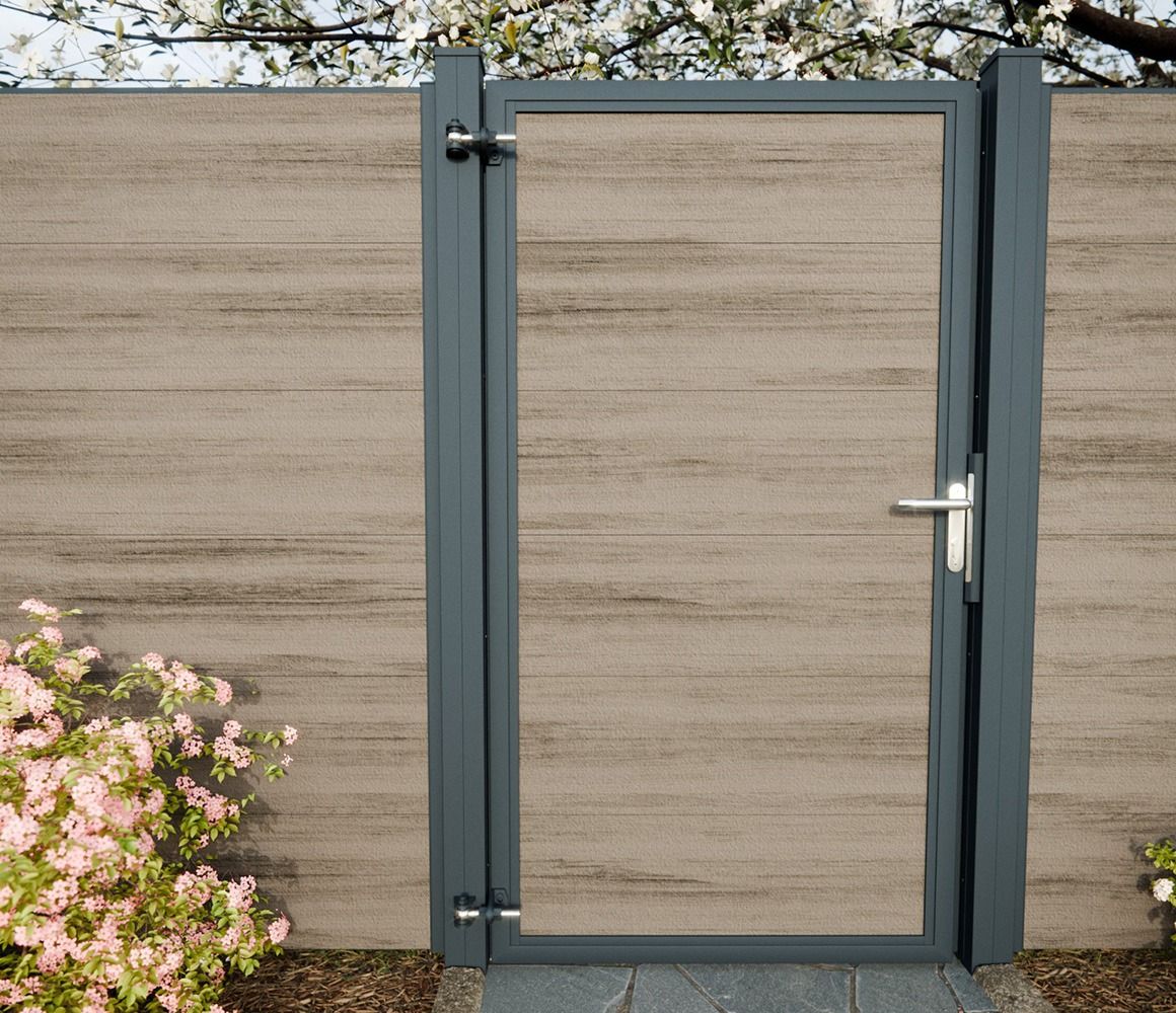 WPC-Tor mit Blickdicht-Winkel (2er-Set)