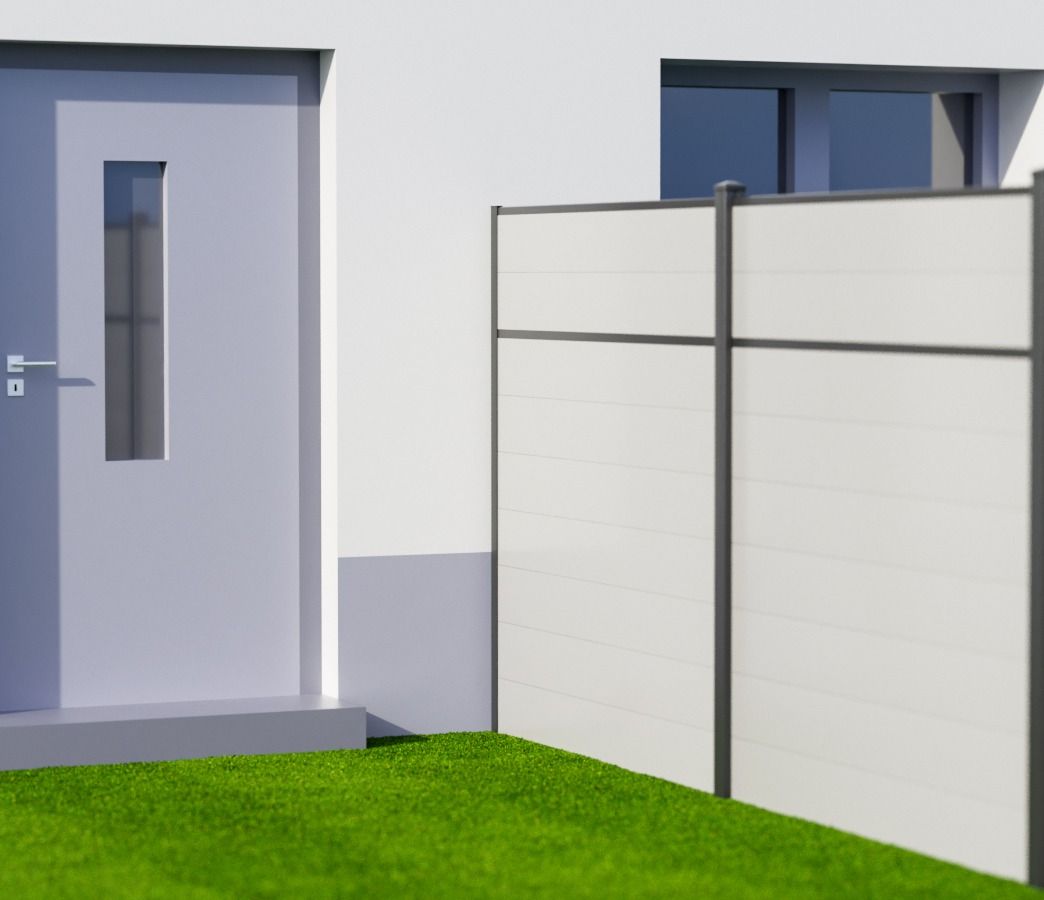 Alu-U-Universalprofil als Wandanschluss für PVC-Sichtschutzzaun