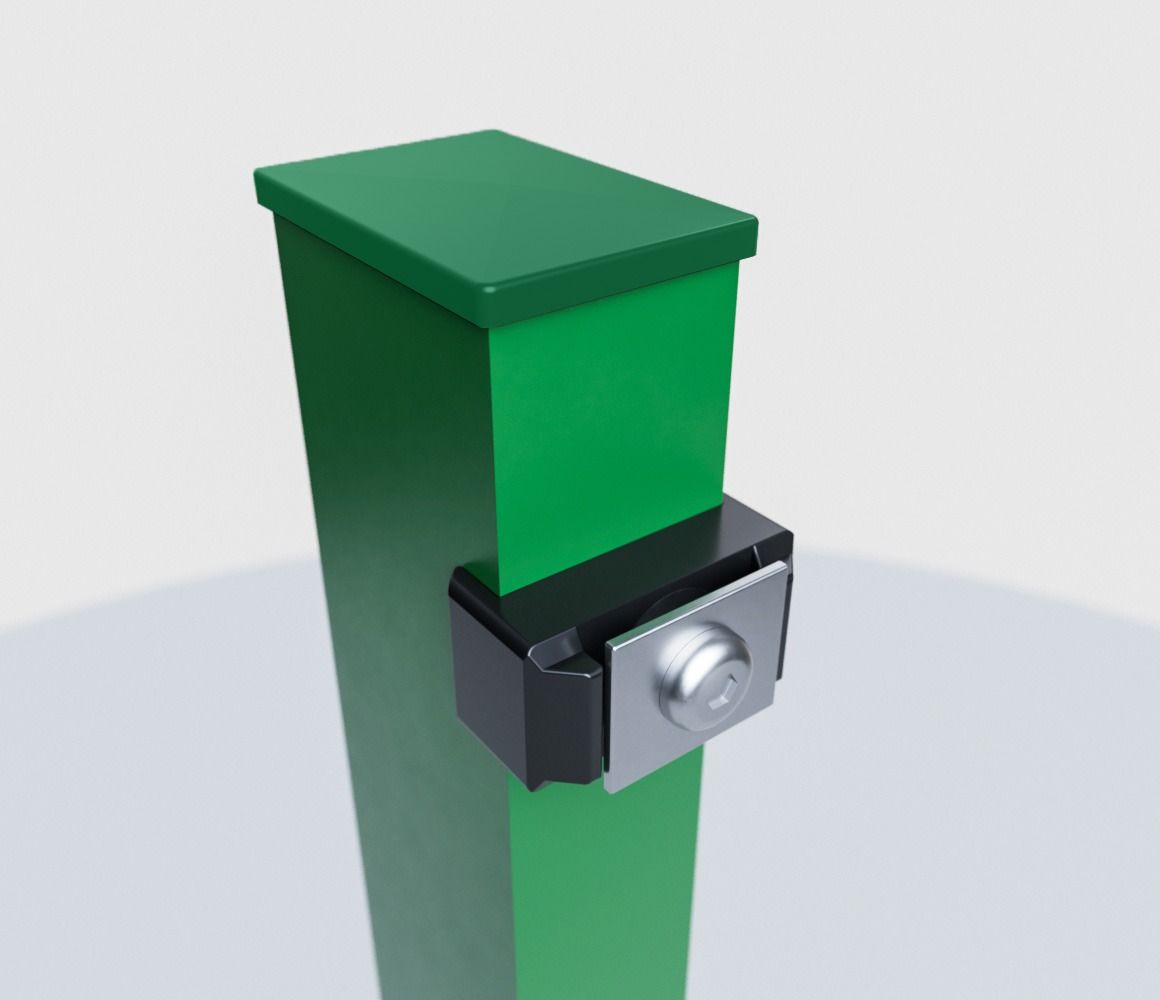 Zaunpfosten mit Klemme Grün RAL 6005
