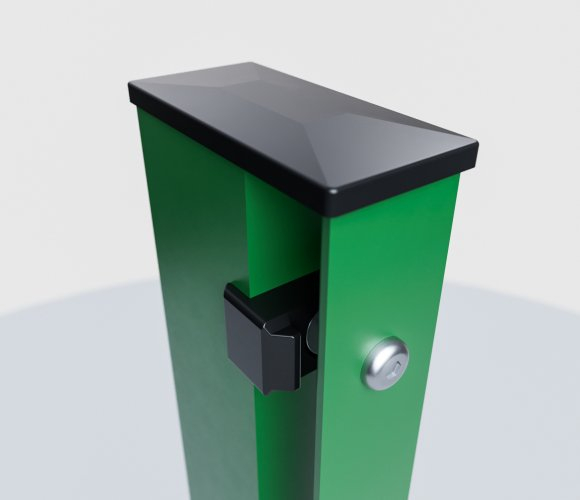 Zaunpfosten mit Abdeckleiste Grün RAL 6005